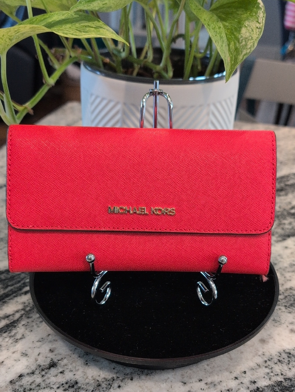 Michael Kors Orange Saffiano Leather Continental Wallet